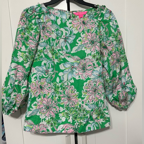 Floral Green and Pink Women's Top - Picture 1 of 8